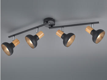 Trio Deckenstrahler Schwarz Holzoptik 71cm