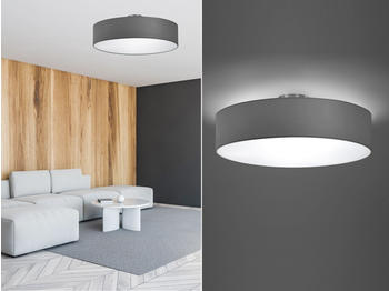 Meine Wunschleuchte LED Deckenlampe mit Stoffschirm Grau Ø 50cm, runde Flurlampe, Schlafzimmerlampe