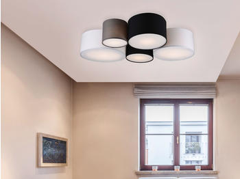 Meine Wunschleuchte Ausgefallene LED Deckenleuchte mit 5x Stoffschirm für Wohnzimmer & Schlafzimmer