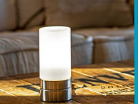 Meinewunschleuchte - Kleine Tischlampe Sarno Mit Touch Dimmer Und Glasschirm, H&ouml;he