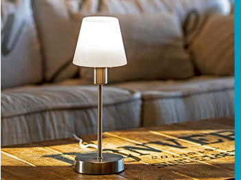 Meine Wunschleuchte Nachttischlampe mit Glasschirm weiß matt & Touch-Dimmer E14 - Wohnzimmerlampen
