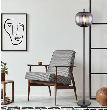 Meine Wunschleuchte Große LED Industrial Stehlampe mit Rauchglas Lampenschirm für Wohnzimmer, Büro