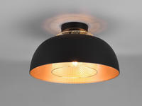 Meinewunschleuchte - Led Deckenleuchte Metall Schwarz Gold Mit Drahtgeflecht,...