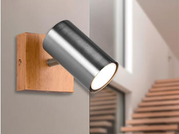 Meine Wunschleuchte LED Wandstrahler 1-flammig Spot schwenkbar Silber & Holz Flurbeleuchtung Galerie