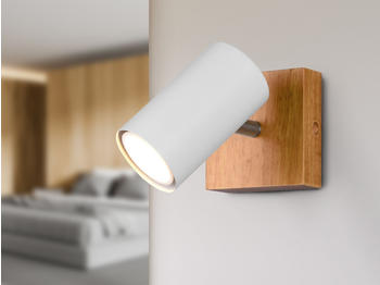 Meine Wunschleuchte LED Wandstrahler 1-flammig Spot schwenkbar Weiß & Holz Flurbeleuchtung Galerie