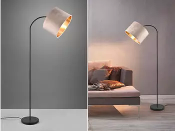 Trio Bogenleuchte JULIETA mit Samtschirm Beige