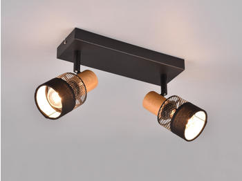 Trio Deckenstrahler 2-flammig mit Holz und Stoff