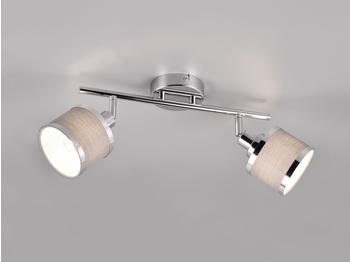 Trio Deckenstrahler 52cm breit 2-flammig Stoffschirme Grau