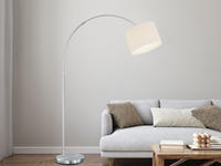 H&ouml;henverstellbare Led Bogenleuchte Mit Stoffschirm Wei&szlig;, Max. H&ouml;he 215cm