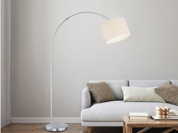 Meine Wunschleuchte Design LED Bogenlampe mit Stoffschirm weiß höhenverstellbar Stehlampe Wohnzimmer
