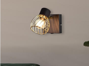 Meine Wunschleuchte Ausgefallene LED Wandleuchte innen Treppenhaus, Lampenschirm schwenkbar Golden