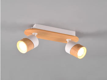 Meine Wunschleuchte Kleiner LED Wandstrahler 2 flammig Korpus & schwenkbarer Lampenschirm Naturholz