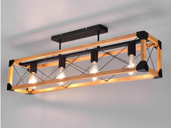 Meine Wunschleuchte LED Küchendeckenlampe mit Holzbalken Industriedesign mehrflammig über Kochinsel