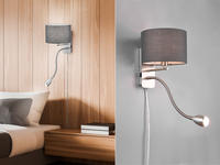 Meinewunschleuchte - Led Wandleuchte Silber Matt Mit Stoffschirm Grau &...