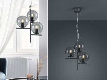 Meine Wunschleuchte 3 flammige LED Pendellampe Anthrazit Lampenschirm Rauchglas - für EsstischLampen