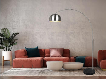 Meine Wunschleuchte Dimmbare LED Bogenlampe für über Esstisch - gebogene Stehlampe Höhe 200cm Silber