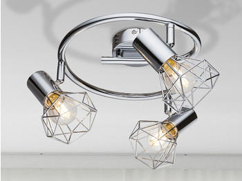 Meine Wunschleuchte Industrial LED Deckenstrahler Gitterlampen, 3 Drahtgeflecht Lampenschirme Silber