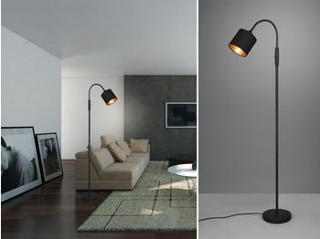 Meine Wunschleuchte Kleine LED Stehleuchte Flexgelenk Bauhausstil mit Stofflampenschirm Schwarz Gold
