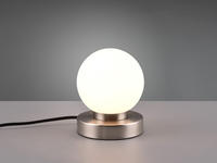 Meinewunschleuchte - Led Tischleuchte Glaskugel Wei&szlig;, Fu&szlig; Silber - Led Per...