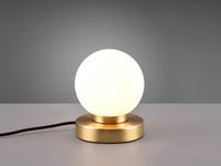Meinewunschleuchte - Led Tischleuchte Kugel Glasschirm Wei&szlig; Sockel Messing -...