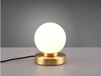 Meine Wunschleuchte LED Tischlampe Kugel Messing mit GLAS Schirm weiß Touch Dimmer Wohnraumleuchte