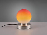 Meinewunschleuchte - Led Tischleuchte Glasschirm Orange Sockel Silber - Per...