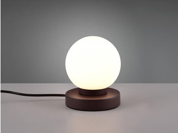 Meine Wunschleuchte LED Tischlampe Kugel Rost mit GLAS Schirm in weiß Touch Dimmer Wohnraumleuchten