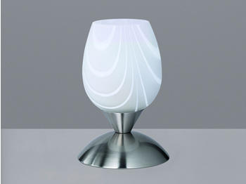 Meine Wunschleuchte Tischleuchte Silber Glas Lampenschirm Weiß marmoriert Touch dimmbar, Ø12cm H18cm