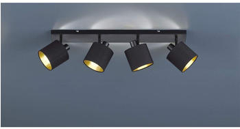 Meine Wunschleuchte LED Deckenstrahler 4 flammig schwenkbar mit Stoffschirm in schwarz gold Wandspot