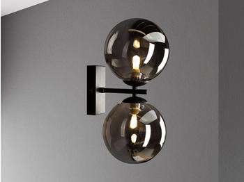 Meine Wunschleuchte Elegante LED Wandleuchte mit Schalter Metall Schwarz Rauchglas Kugeln Bubble