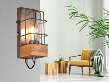 Meine Wunschleuchte Wandleuchte Silber antik, Gitterlampe mit Holzdekor - Treppenhaus, Flur & Diele
