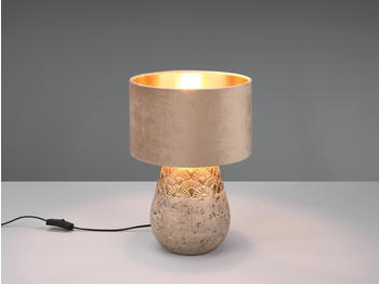Meine Wunschleuchte LED Tischlampe Nachttischlampe Fensterbank Lampenschirm Samt Beige Gold, 38cm