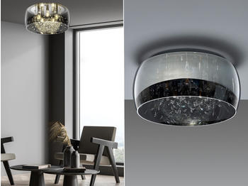 Meine Wunschleuchte LED Deckenleuchte mit Glasschirm Rauchglas Optik & Kristallbehang Galerie Lampen