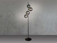 Au&szlig;ergew&ouml;hnliche Led Stehleuchte Schwarz - Glaskugeln Rauchglas, 160cm