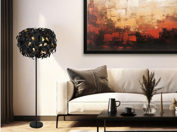 Meine Wunschleuchte Coole LED Stehleuchte fürs Wohnzimmer Blätter Lampenschirm Ø70cm Schwarz-Gold