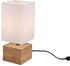 Meine Wunschleuchte Kleine LED Tischleuchte 1 flammig Holzfuß & Stofflampenschirm Weiß Höhe 30cm