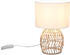Meine Wunschleuchte LED Tischleuchte Boho Stil Nachttischlampe Rattan Natur Stoffschirm Weiß Ø25cm
