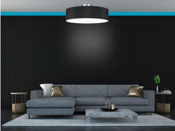 Meine Wunschleuchte Deckenleuchte mit Stoff Lampenschirm Schwarz 40cm Textil Deckenlampe Stoffschirm