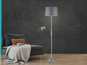 Meine Wunschleuchte Stehleuchte mit Leselampe grauer Stoffschirm für Wohnzimmer Stehlampen zum Lesen