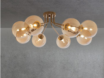 Meine Wunschleuchte LED Deckenlampe mehrflammig Messing Lampenschirm Rauchglas f&uuml;rs WohnzimmerLampen