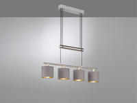 Led Pendelleuchte 4-flammig Taupe H&ouml;henverstellbar Mit Stoffschirmen, B: 77cm