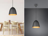 Led Pendelleuchte Einflammig Metall Schwarz Innen Gold Rund, &Oslash; 25cm