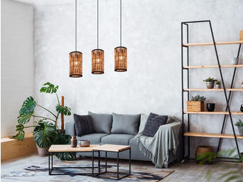 Meine Wunschleuchte Boho Pendelleuchte 3 flammig Rattan Lampenschirme Esszimmerlampe über Esstisch