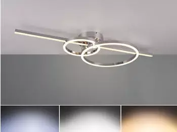 Trio Dimmbare LED Deckenleuchte Chrom Nachtlicht Fernbedienung Ringe &Oslash; 25 & 40cm