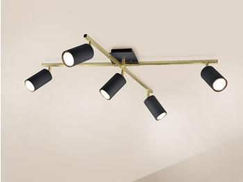 Meine Wunschleuchte LED Deckenstrahler 4-flammig Spots schwenkbar Schwarz-Gold Flurlampe Treppenhaus