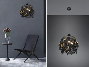 Meine Wunschleuchte Ausgefallene LED Pendelleuchte Lampenschirm Ø38cm Blätter Design Schwarz Gold
