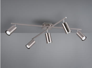 Meine Wunschleuchte Dimmbarer LED Deckenstrahler in Silber matt mit 5 schwenkbaren Spots für Innen
