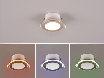 Trio LED Einbaustrahler flach &Oslash; 8cm RGBW Farbwechsel Fernbedienung dimmbar, Chrom