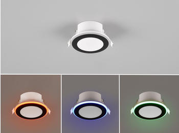 Trio LED Einbaustrahler flach &Oslash; 8cm RGBW Farbwechsel Fernbedienung dimmbar, Schwarz