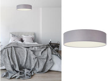 Smartwares Runde LED Deckenleuchte &Oslash;40 mit grauem Stoffschirm - Lampenschirm Deckenlampen